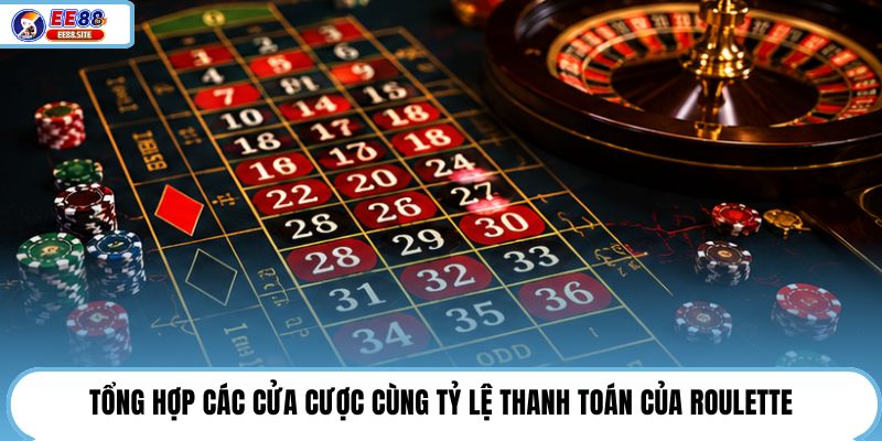 Tổng hợp các cửa cược cùng tỷ lệ thanh toán của Roulette